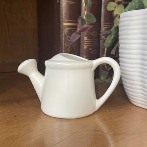 Miniature Ceramic Watering Can Solid White 3" Fairy Garden Plants Farmhouse Dec